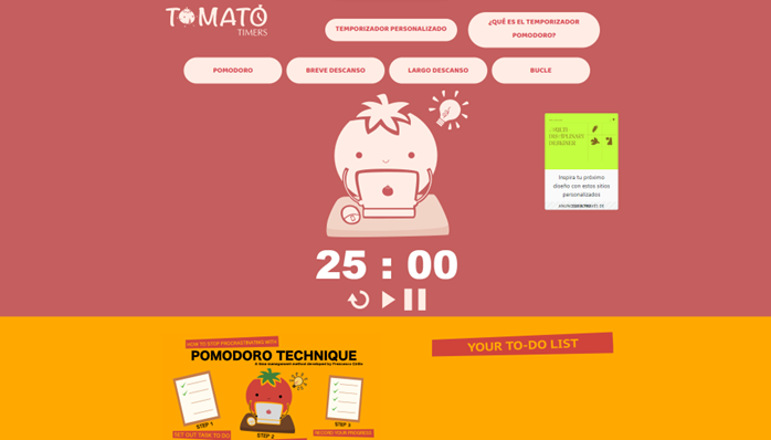 Herramienta Tomato Timers para la mejora la gestión del tiempo