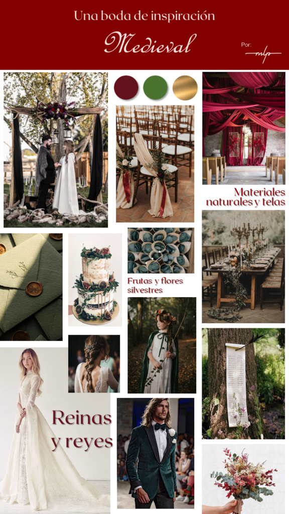 Inspiration board de una boda con temática medieval